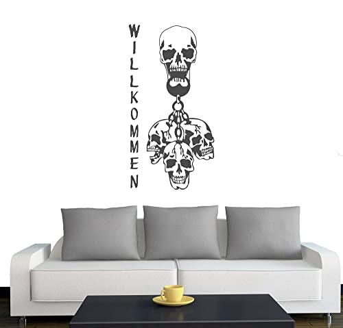 Klebesüchtig A161 Tür- Wandtattoo Willkommen - Skull 60cm x 32cm anthrazit - Dekoration - Bad - Wohnzimmer - Aufkleber - Wandsticker von Klebesüchtig
