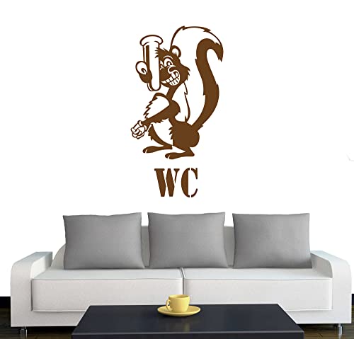 Klebesüchtig Wand Türtattoo Stinktier 50cm x 27cm Kupfer Dekoration - Bad - Wohnzimmer - Aufkleber - Wandsticker von Klebesüchtig