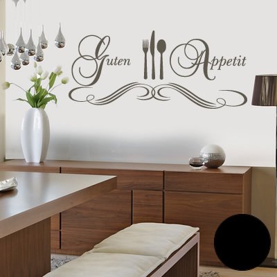 Klebesüchtig Wandtattoo Guten Appetit 90cm x 39cm schwarz - Dekoration - Bad - Wohnzimmer - Aufkleber - Wandsticker Klebesüchtig Wandtattoo Guten Appetit 90cm x 39cm schwarz - Dekoration - Bad - Wohnzimmer - Aufkleber - Wandsticker von JINTORA