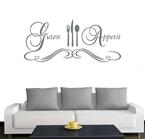 Klebesüchtig Wandtattoo Guten Appetit 120cm x 52cm grau - Dekoration - Bad - Wohnzimmer - Aufkleber - Wandsticker Klebesüchtig Wandtattoo Guten Appetit 120cm x 52cm grau - Dekoration - Bad - Wohnzimmer - Aufkleber - Wandsticker von JINTORA
