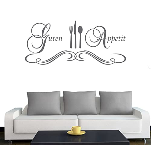 Wandtattoo "Guten Appetit" 60cm x 26cm silber - Dekoration - Bad - Wohnzimmer - Aufkleber - Wandsticker von Klebesüchtig