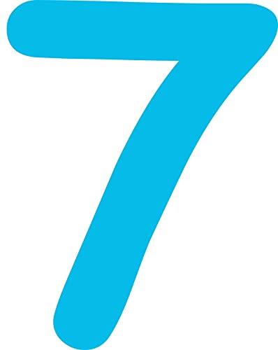 Kleckerliese Alphabet Zahlen Ziffern 8cm selbstklebende Aufkleber Wand Fenster Tür Boote Auto Kinderzimmer STICKER 7 - Höhe 8cm, Farbe Hellblau von Kleckerliese