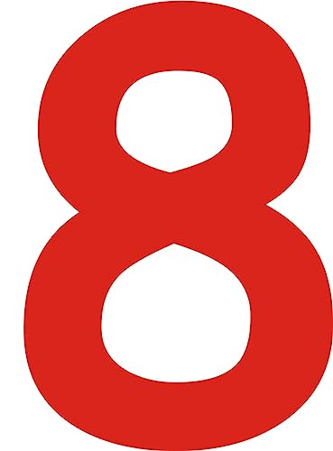 Kleckerliese Alphabet Zahlen Ziffern 8cm selbstklebende Aufkleber Wand Fenster Tür Boote Auto Kinderzimmer STICKER 8 - Höhe 8cm, Farbe Rot von Kleckerliese