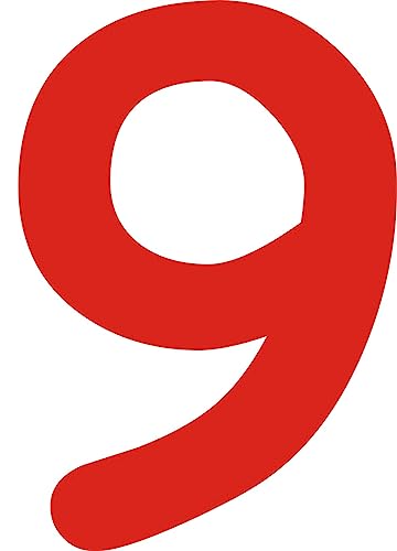 Kleckerliese Alphabet Zahlen Ziffern 8cm selbstklebende Aufkleber Wand Fenster Tür Boote Auto Kinderzimmer STICKER 9 - Höhe 8cm, Farbe Rot von Kleckerliese