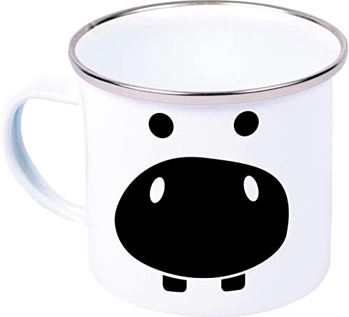 Kleckerliese Emaille Tier Motiv Flusspferd Hippo Nilpferd Tasse Geschenk Kinder Kaffeetasse, Farbe Weiß von Kleckerliese