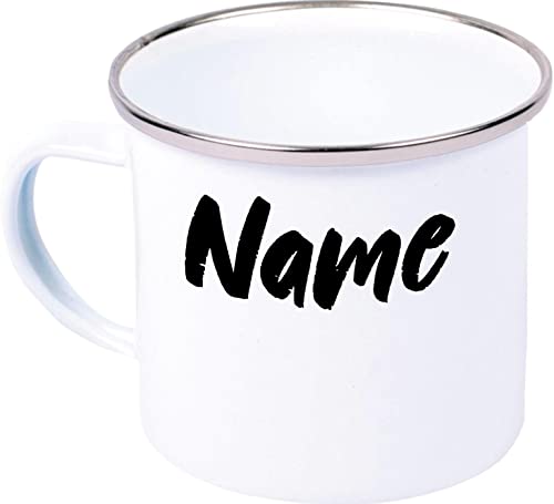 Kleckerliese Emaille personalisiert Name Wunschtext Tasse Geschenk Kinder Kaffeetasse, Farbe Weiß von Kleckerliese