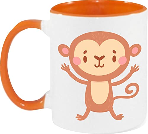 Kleckerliese Kaffeetasse Kinder Tasse Keramiktasse Kindertasse Motiv Tiermotiv Tiere Affe, Farbe Orange von Kleckerliese