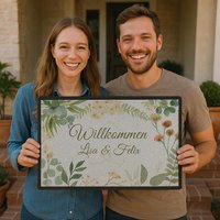 Personalisierte Fußmatte Mit Namen & Blumen | Willkommensmatte Hochzeit Oder Einzug Geschenk Florales Pastell-Design Custom Doormat Personalisierte Fußmatte Mit Namen & Blumen | Willkommensmatte Hochzeit Oder Einzug Geschenk Florales Pastell-Design Custom Doormat von KlecksLiebe
