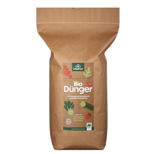 KleePura Bio Universaldünger. NATURLAND zertifiziert. Bio-Dünger für Gemüse, Kräuter, Blumen & Obst. Veganer Pflanzendünger aus Bio-Klee & Luzerne. 1 x 10,5 kg von KleePura