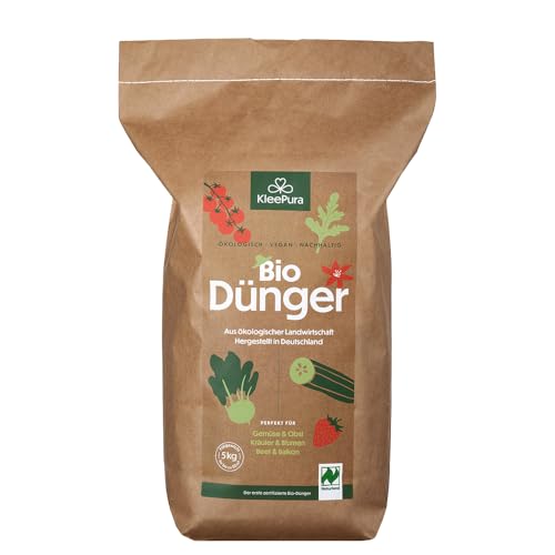 KleePura Bio Universaldünger. NATURLAND zertifiziert. Bio-Dünger für Gemüse, Kräuter, Blumen & Obst. Veganer Pflanzendünger aus Bio-Klee & Luzerne. 5 kg von KleePura