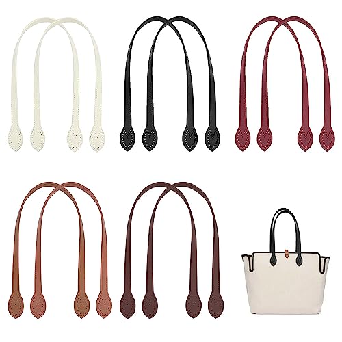 Kleemeiero 10 Stück Lederhandtasche Griffe 5 Farben Taschengriffe Leder PU Schultergurte Leder Taschenhenkel Mit Ohrenform-Endlöcher Für Gehäkelte Taschen Geldbörsen-Einkaufstasche, 60 cm / 23.4" von Kleemeiero