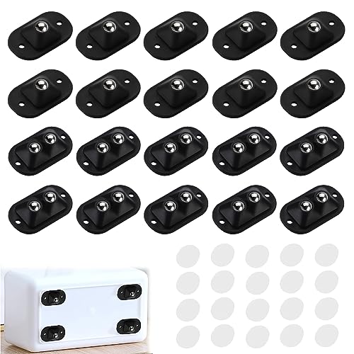 Kleemeiero 20 Stück Möbelrollen klein Selbstklebend Kugelrollen 360 Grad Möbelrollen flach Mini Kugelrollen Schwarz Möbelkugelrollen Universal Lenkrollenfür Kleinmöbel (1 Stahlkugeln+2 Stahlkugeln) von Kleemeiero