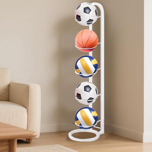Kleemeiero Balllagerregal Ballständer Basketball Ballhalter Fussball mit 5 Ball Ständer Ball Aufbewahrung Outdoor Ballhalterung Stehend 23.5 cm Ball Lagerregal für Basketball Fußball Volleyball von Kleemeiero