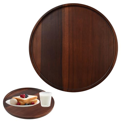 Kleemeiero Rund Serviertablett 30CM Holztablett Dekoteller servierplatte Holz Esstablett tablett rund Küchentablett Servierplatten für Getränke Kaffee Fernbedienungen Schlüsseln Schmuck Kosmetika von Kleemeiero
