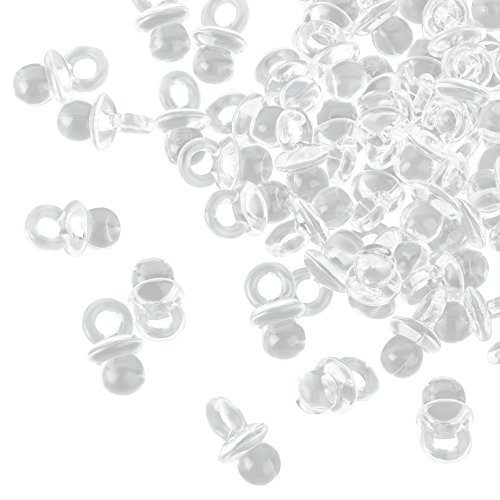 100 transparentKleenes Traumhandel Dekoschnuller - Vintageschnuller - Schnuller als Deko für Geburtstage, Babypartys, 80/90er-Partys und weitere Anlässe - Transparent - 2 cm von Kleenes Traumhandel