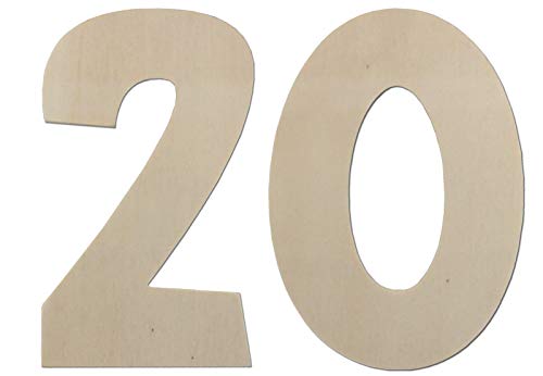 Kleenes Traumhandel Holzzahl 20 - Dekorative Geburtstagszahl aus Pappelsperrholz (10 cm) für den 20. Geburtstag von Kleenes Traumhandel