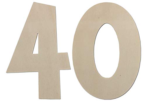 Deko Zahlen - Geburtstagsdeko 40 Geburtstag aus Holz - Ideale Geburtstag Geschenkideen oder als Party Tischdeko (15 cm) von Kleenes Traumhandel