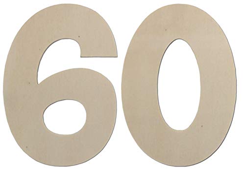 Deko Zahlen - Geburtstagsdeko 60 Geburtstag aus Holz - Ideale Geburtstag Geschenkideen oder als Party Tischdeko (15 cm) von Kleenes Traumhandel