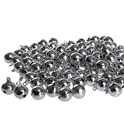 100 Laute Silberne Glöckchen Schellen mit Öse - ca. 17x13 mm - Aus Kupfer - Kleenes Traumhandel® von Kleenes Traumhandel