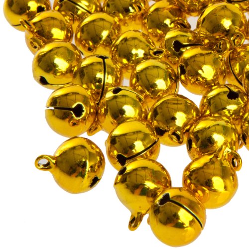 100 Laute goldene Glöckchen Schellen mit Öse - ca. 17x13 mm - Aus Kupfer - Kleenes Traumhandel® von Kleenes Traumhandel