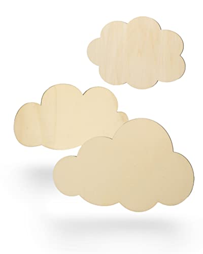 Kleenes Traumhandel Holzwolken - Herz aus Wolken - Wanddeko Wolke - Wolkenscheiben - Wolkenform aus Holz für Kinderzimmer, Schlafzimmer, Wohnzimmer - (Größe) (30 cm breit) von Kleenes Traumhandel