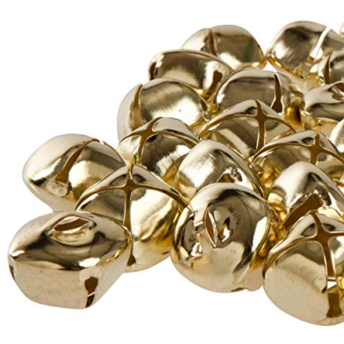 Kleenes Traumhandel 50 Stück 24 mm Kreuzschellen Glöckchen Schellen aus Eisen - mit Öse - Weihnachten (Gold Farbend) von Kleenes Traumhandel