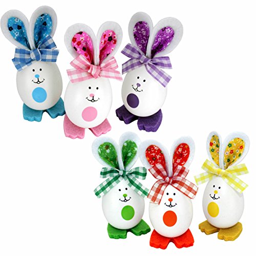 Kleenes Traumhandel - 6er Set Ostereier Hasen, Bunte Osterdeko, Verschiedene Designs von Kleenes Traumhandel