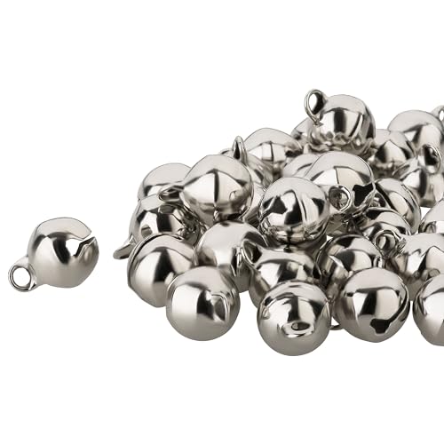 Kleenes Traumhandel Glöckchen - Kupferglocken - hochwertige Schellen - robuste Glöckchen zum Basteln und Dekorieren - Glocken mit Ösen - 11x7 mm (Silber Farbend) von Kleenes Traumhandel