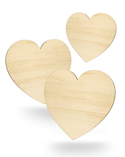 Kleenes Traumhandel Holzherz - Herz aus Holz - Wanddeko Herz - Herzscheiben - Herzform aus Holz für Geburtstag, Hochzeit, Valentinstag - (3er Set 112x100 mm) von Kleenes Traumhandel