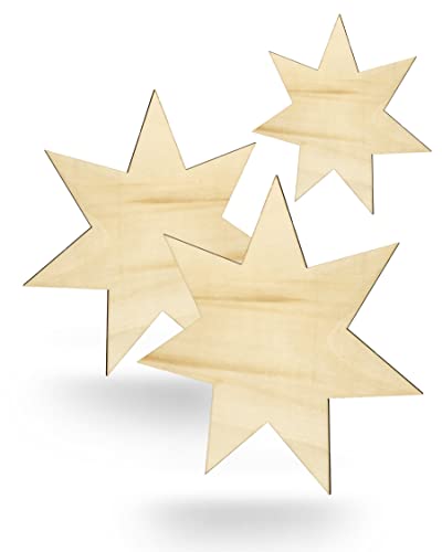 Kleenes Traumhandel Holzstern - Stern aus Holz - Wanddeko Stern - Sternscheiben - Sternform aus Holz für Geburtstag, Hochzeit, Dekoration - (ca. 10 cm, Stern Typ1-3er Set) von Kleenes Traumhandel