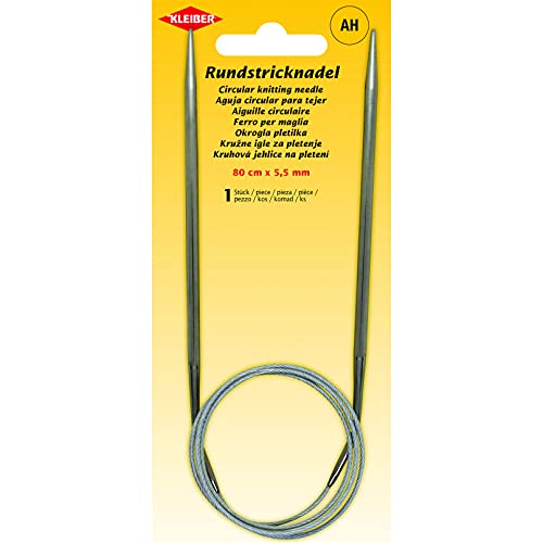 Kleiber + Co. GmbH 69955 Rundstricknadel, Metall, grau, 80 cm x 4,5 mm von Kleiber + Co. GmbH