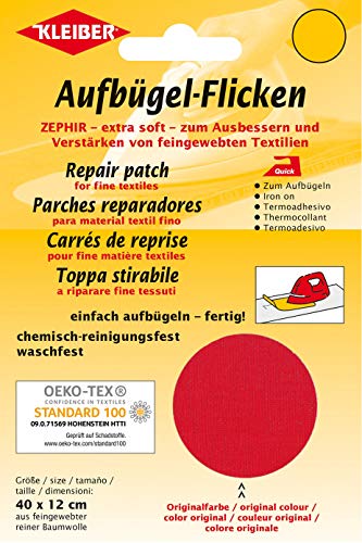 Kleiber + Co.GmbH Aufbügel-Flicken Zephir, rot, ca. 40 cm x 12 cm von Kleiber