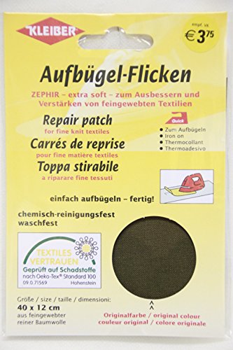 Aufbügel Flicken viele Farben Feiner Stoff Zephir 40x12, Farbe:19 Khaki von Kleiber