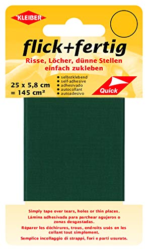 Kleiber flick und fertig, selbstklebender Flicken, Risse, Löcher, dünne Stellen einfach zukleben, Nylon zuschneidbar, grün (25 x 5,8 cm) von Kleiber