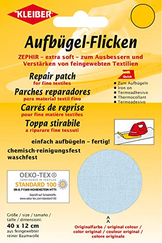 Kleiber + Co.GmbH Aufbügel-Flicken Zephir, hellblau, ca. 40 cm x 12 cm Kleiber + Co.GmbH Aufbügel-Flicken Zephir, hellblau, ca. 40 cm x 12 cm von Kleiber