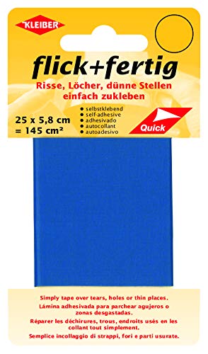 Kleiber flick und fertig, selbstklebender Flicken, Risse, Löcher, dünne Stellen einfach zukleben, Nylon zuschneidbar, kornblau (25 x 5,8 cm) von Kleiber