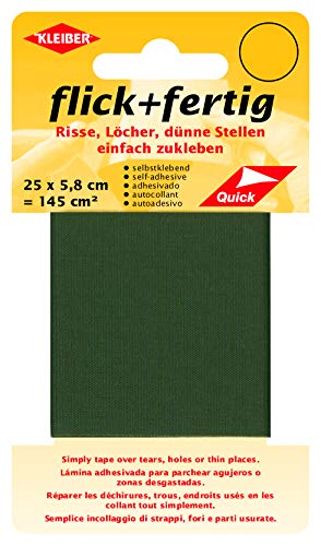 Kleiber 43085 Flick + fertig Selbstklebender Nylon Ausbesserungsflicken, 100% Polyamid, oliv, 25 x 5,8 x 0,02 cm , (145 cm²) von Kleiber