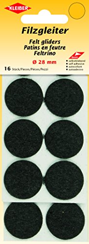 Kleiber 520-02 Filzgleiter Ø28mm, selbstklebend, Polyester, schwarz, 2,8 x 2,8 x 0,3 cm von Kleiber