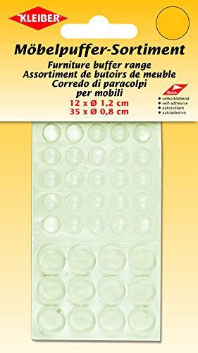 Kleiber Abstandshalter 12 Ø=1, 2 cm 35 Stück 0, 8cm Türstopper selbstklebend, Plastik, transparent, 16 x 9,5 x 0,5 cm von Kleiber