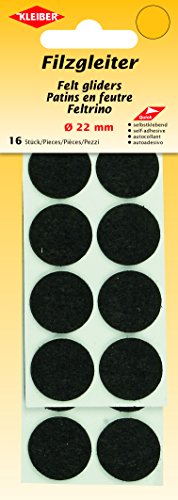 Kleiber Filzgleiter Ø=22m, selbstklebend, Polyester, schwarz, 2,2 x 2,2 x 0,3 cm von Kleiber