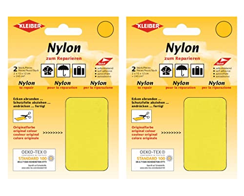 Kleiber Nylon - Flicken 2X 240cm² 2X 12 x 10 cm Selbstklebend Reparatur NylonFlicken 4er Set Nylon Gelb von Kleiber