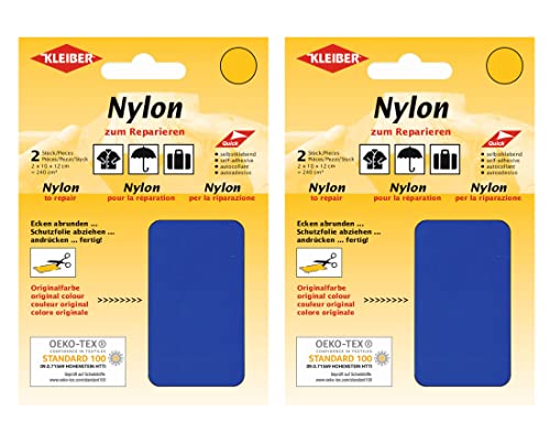 Kleiber Nylon - Flicken 2X 240cm² 2X 12 x 10 cm Selbstklebend Reparatur NylonFlicken 4er Set Nylon Kornblau von Kleiber