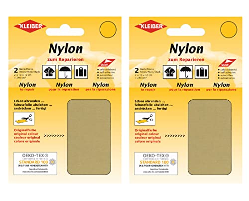 Kleiber Nylon - Flicken Beige Reparaturflicken 12 x 10 cm Selbstklebend Reparatur NylonFlicken 4er Set von Kleiber