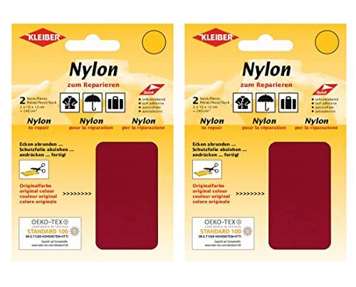 Kleiber Nylon - Flicken Dunkelrot Reparaturflicken 12 x 10 cm Selbstklebend Reparatur NylonFlicken 4er Set von Kleiber