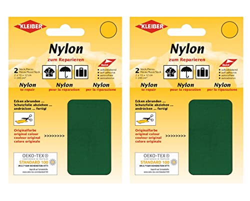 Kleiber Nylon - Flicken Grün Reparaturflicken 12 x 10 cm Selbstklebend Reparatur NylonFlicken 4er Set von Kleiber