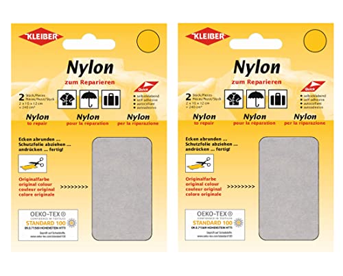 Kleiber Nylon - Flicken Hellgrau Reparaturflicken 12 x 10 cm Selbstklebend Reparatur NylonFlicken 4er Set, Beige von Kleiber