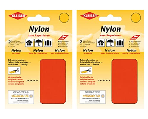 Kleiber Nylon - Flicken Neon Orange Reparaturflicken 12 x 10 cm Selbstklebend Reparatur NylonFlicken 4er Set von Kleiber