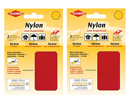 Kleiber Nylon - Flicken Rot Reparaturflicken 12 x 10 cm Selbstklebend Reparatur NylonFlicken 4er Set von Kleiber