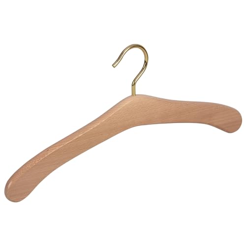 Garderobenbügel Kleiderbügel Holzkleiderbügel 1060 Premium Natur vermessingt, 45 cm breit, Hakenöffnung 42 mm von Kleiderbügelprofi.de