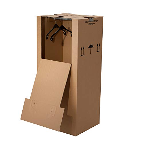 Kleiderbox mit Metallstange, stabiler Umzugskarton bis 60 kg, Maxi (Spedition), 1 Stück von Kleiderbuegelshop24